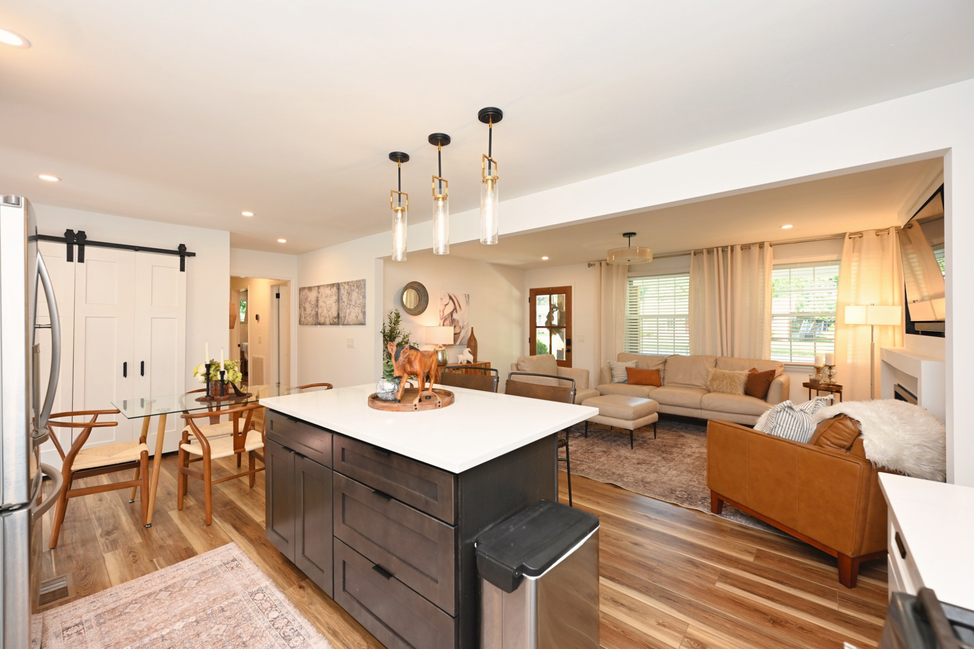 Staged living room Nashville home